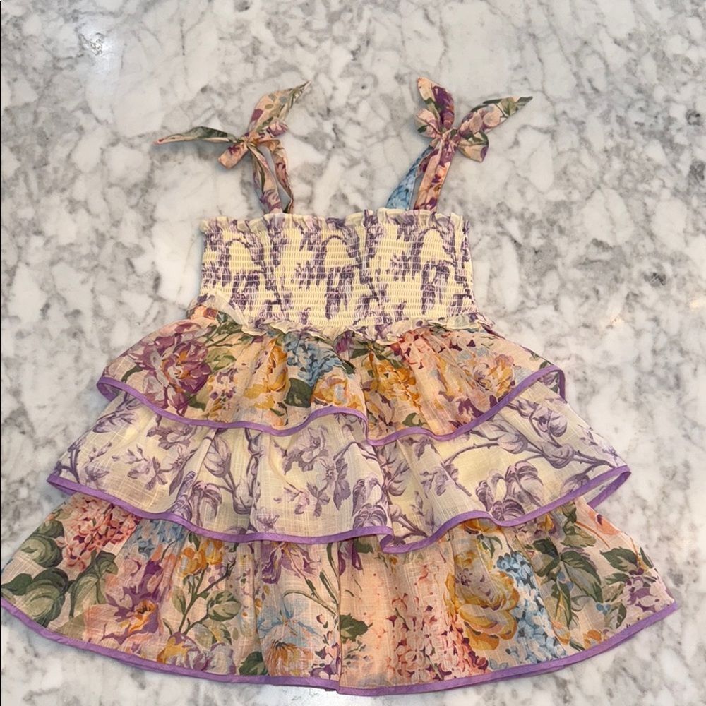Zimmermann Floral Kids Dress - Purple and Cream